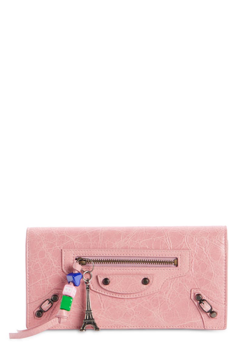 Le City Charm Textured Leather Long Wallet, Main, color, 5826 VINTAGE PINK