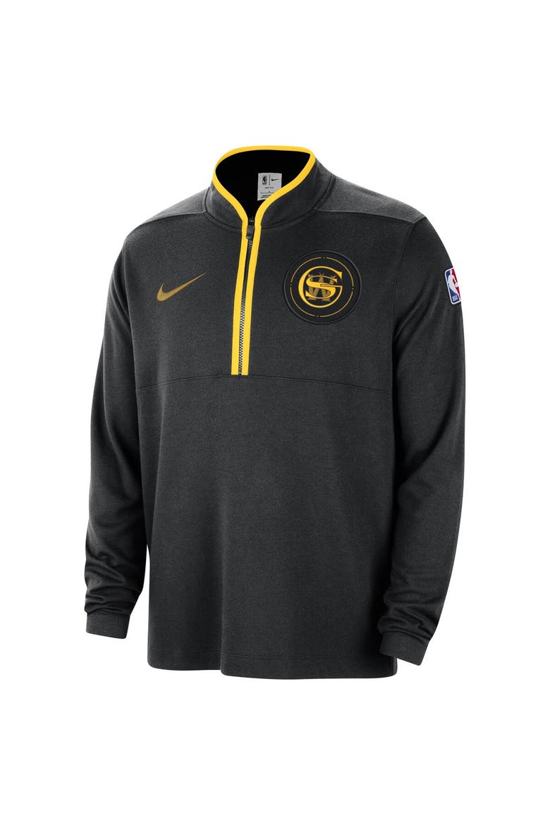 Men's Nike Black Golden State Warriors 2023/24 City Edition Authentic Coaches Half-Zip Top, Alternate, color, Black