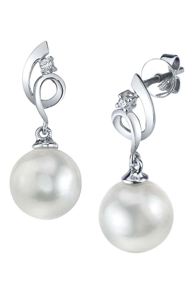 14K Gold South Sea Pearl & Diamond Symphony Earrings, Main, color, White Gold