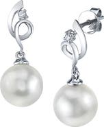 The Pearl Source 14K Gold South Sea Pearl & Diamond Symphony Earrings