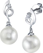 The Pearl Source 14K Gold South Sea Pearl & Diamond Symphony Earrings