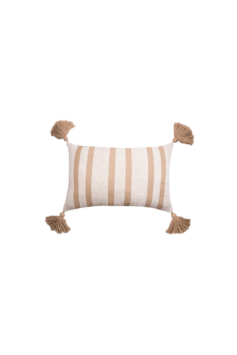Joey Striped Cotton Accent Pillow, Main, color, Brown