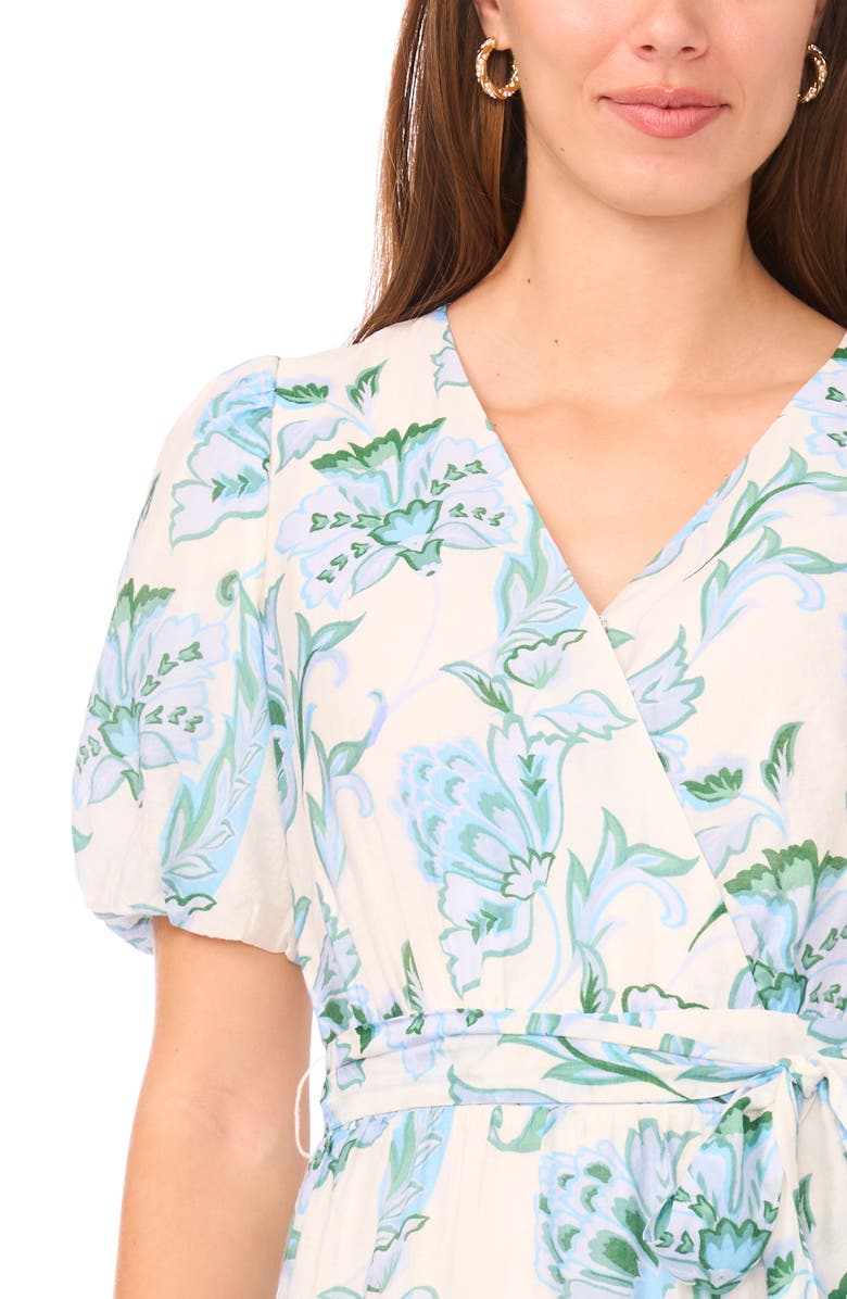 Halogen<sup>®</sup> Floral Puff Sleeve Tiered Maxi Dress, Alternate, color, Blue Multi