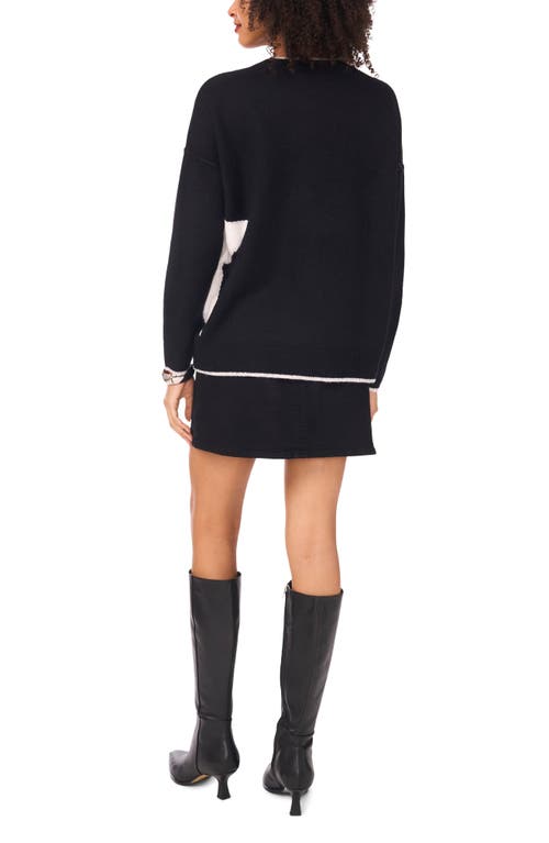 Vince Camuto Star Detail Crewneck Sweater In Black