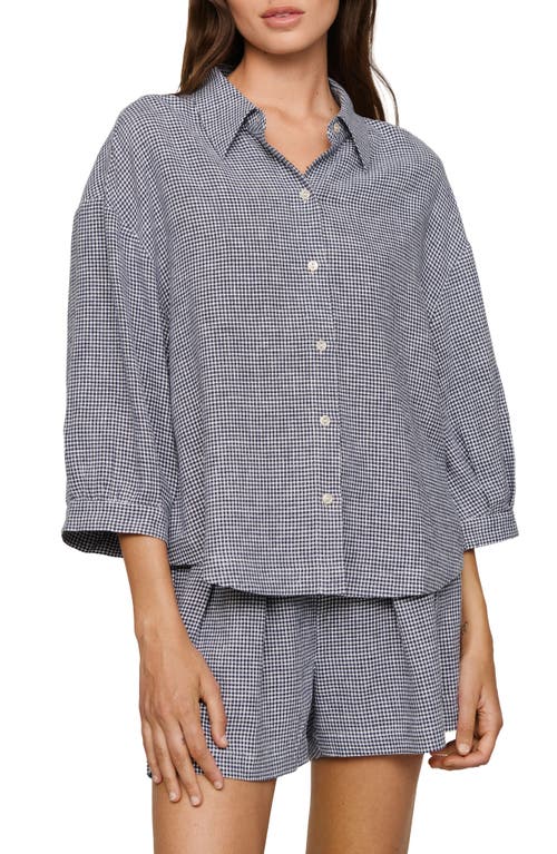 Eberjey Relaxed Linen Blend Button-up Sleep Shirt