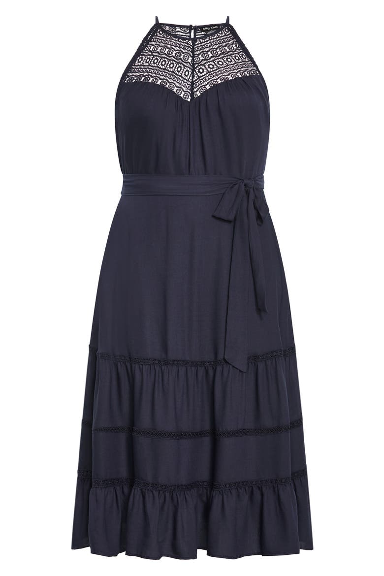 Alessia Sleeveless A-Line Dress, Alternate, color, NAVY