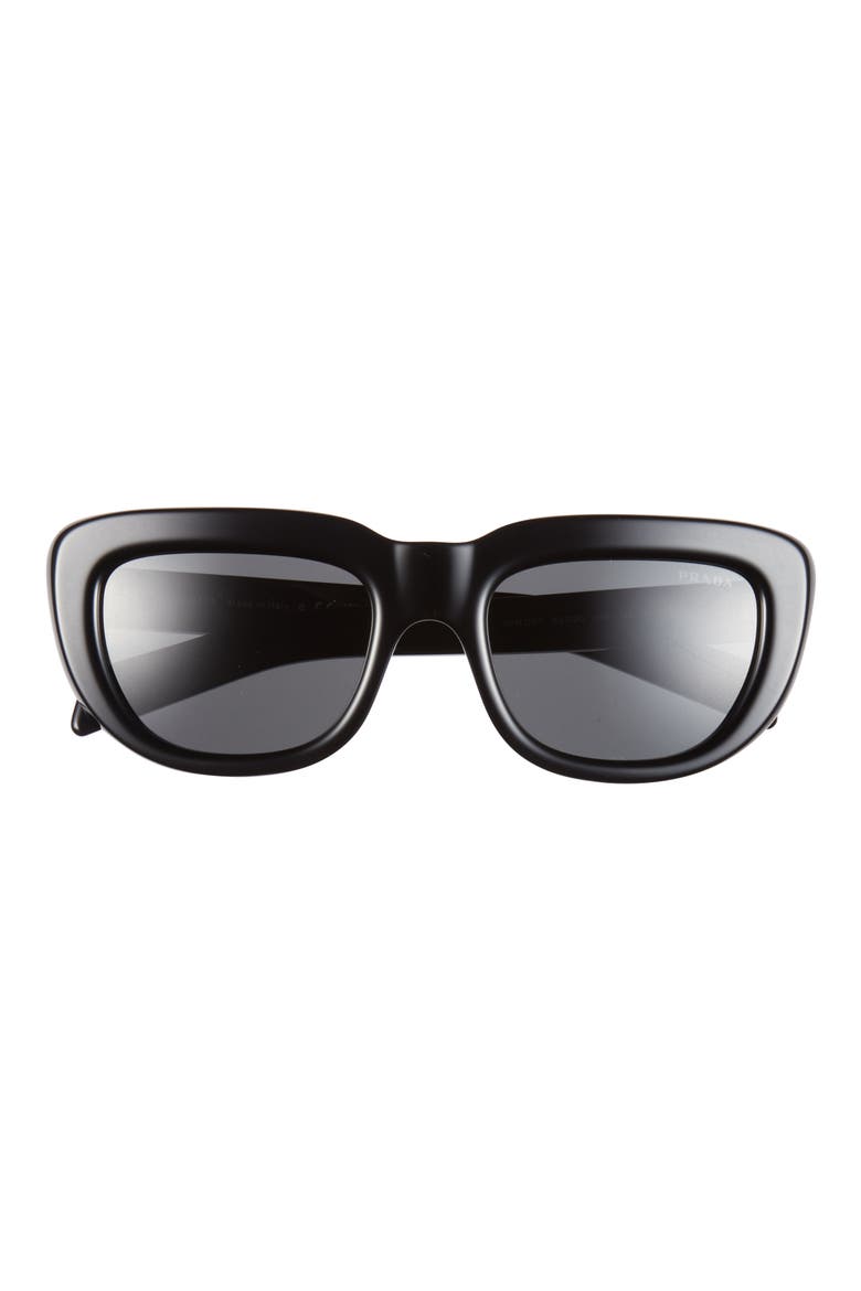 53mm Rectangular Sunglasses, Main, color, BLACK