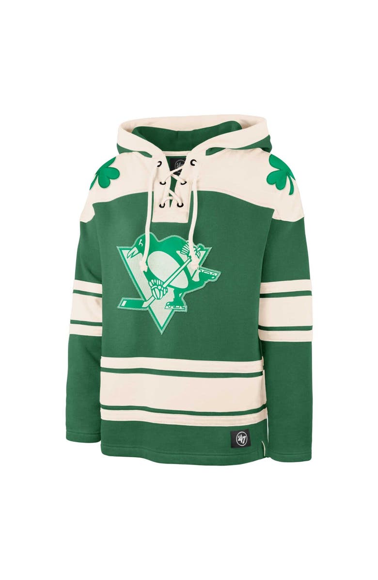 '47 Men's '47 Kelly Green Pittsburgh Penguins St. Patrick's Day Superior Lacer Pullover Hoodie, Alternate, color, Kelly Green