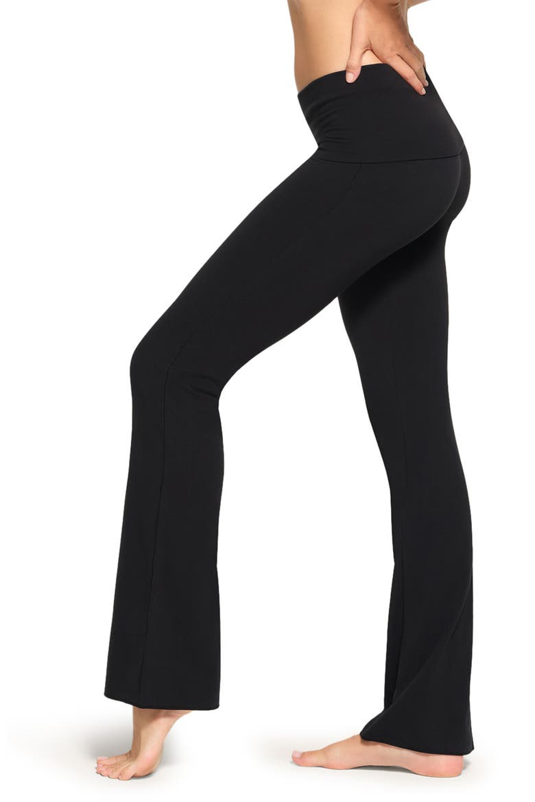 Stretch Cotton Jersey Foldover Pants, Alternate, color, SOOT