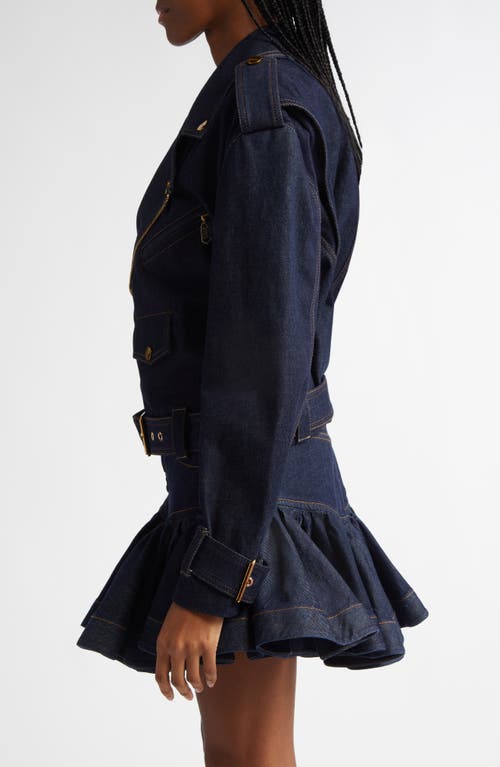 Shop Zimmermann Denim Biker Jacket In Night Sky