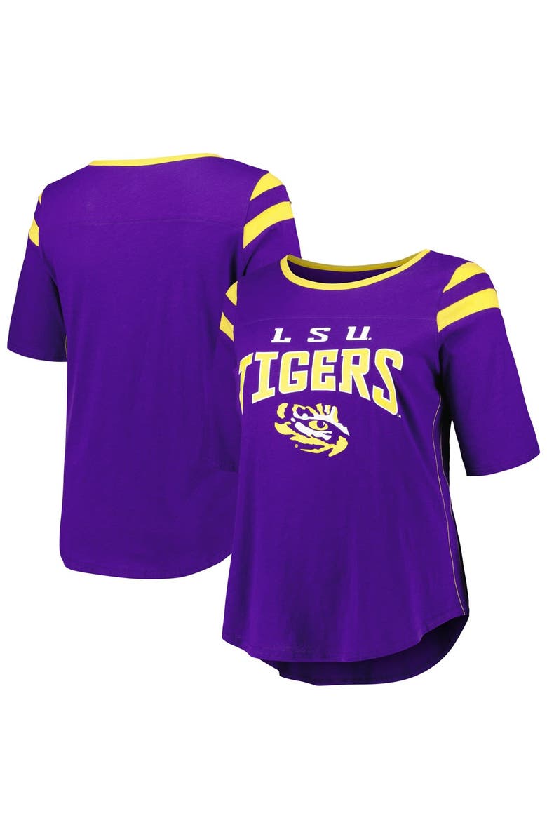 G-III 4HER BY CARL BANKS Women's G-III 4Her by Carl Banks Purple LSU Tigers Plus Size Linebacker Half-Sleeve T-Shirt, Main, color,