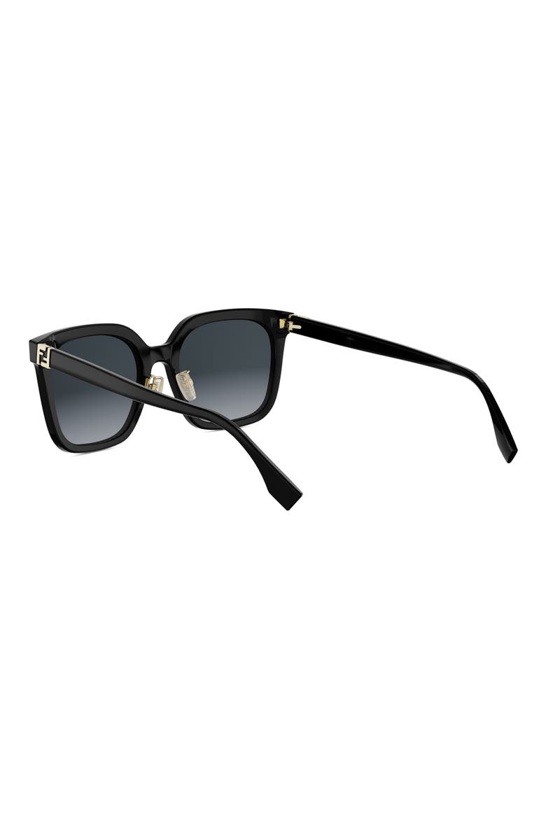 Forever Fendi 56mm Gradient Square Sunglasses, Alternate, color, SHINY BLACK / GRADIENT SMOKE