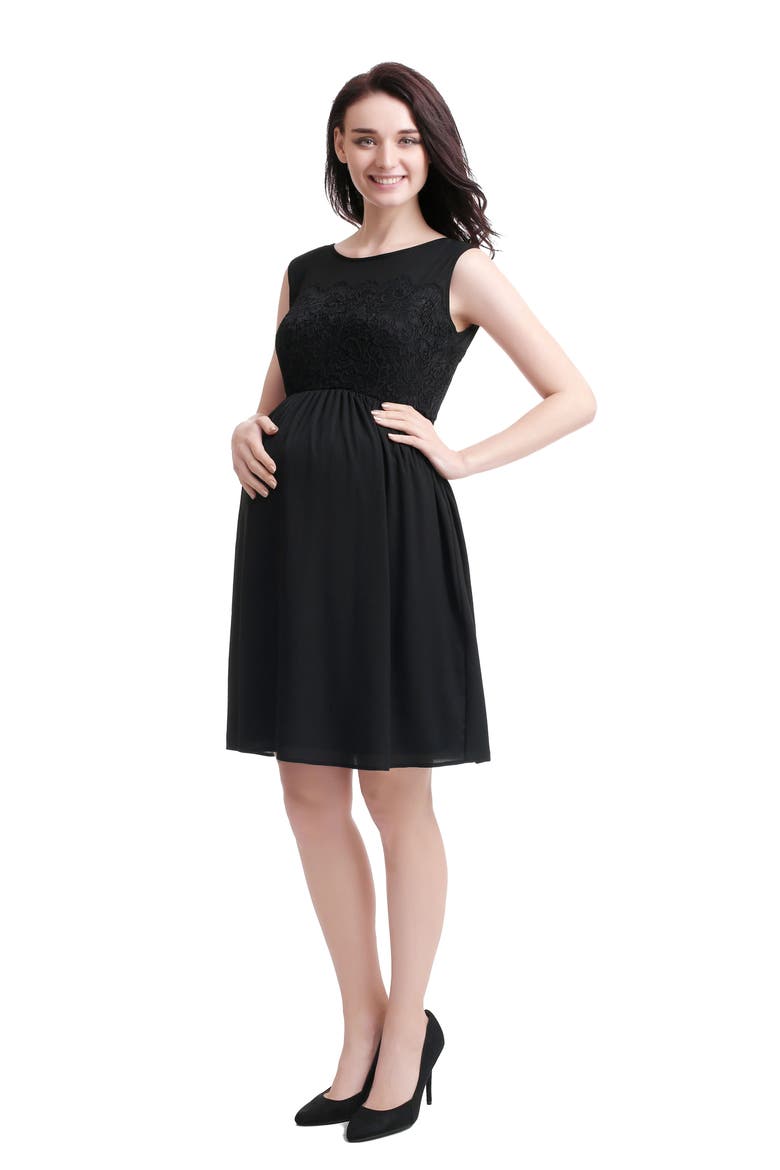 Sade Lace & Mesh Maternity Dress, Alternate, color, BLACK