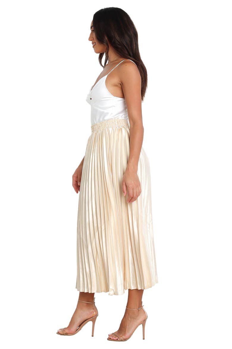 Missie Pleated Satin Skirt, Alternate, color, GOLD