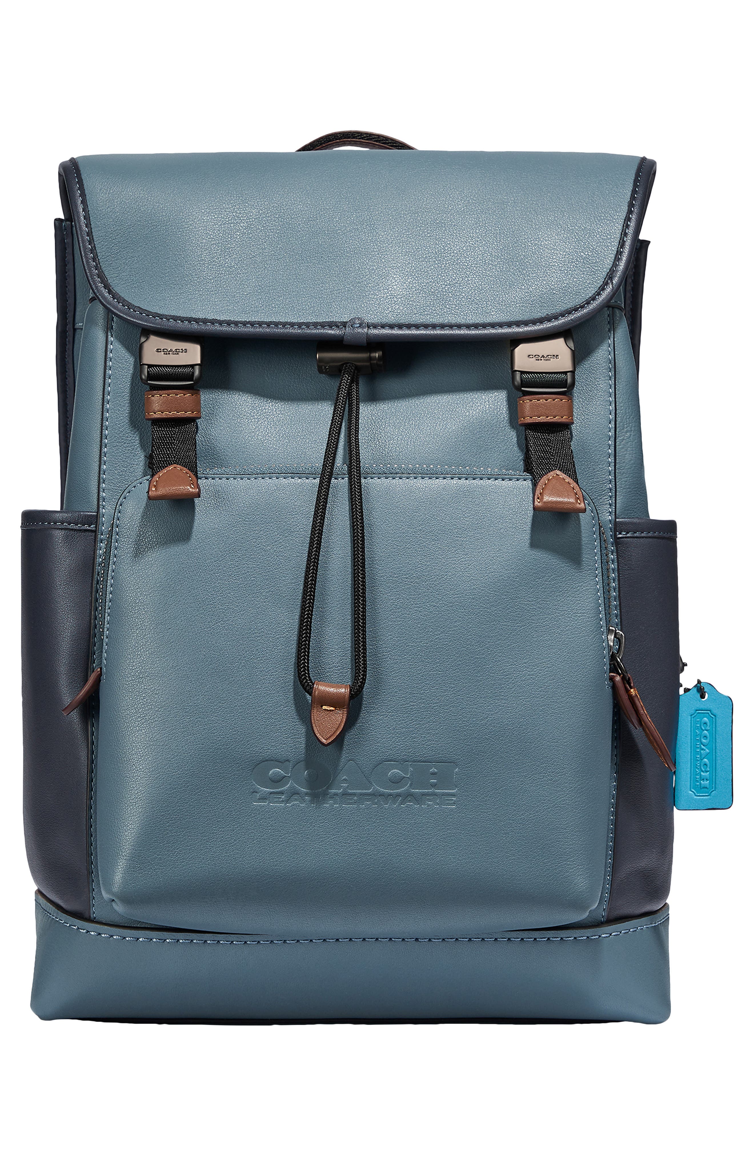 COACH League Colorblock Leather Backpack, Alternate, color, 