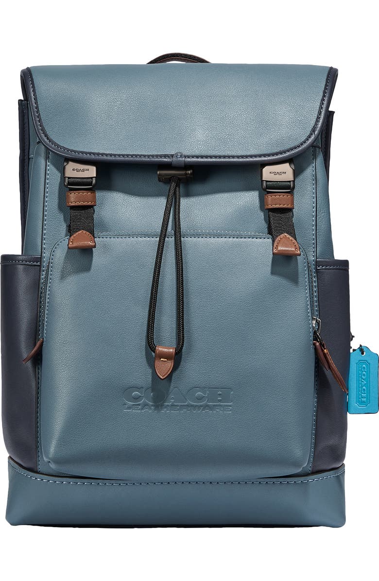COACH League Colorblock Leather Backpack, Alternate, color,
