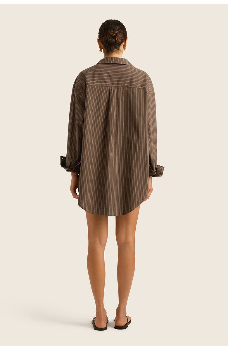 HOPE AND MAY Pacific Oversize Stripe Button Up Shirt, Alternate, color, 