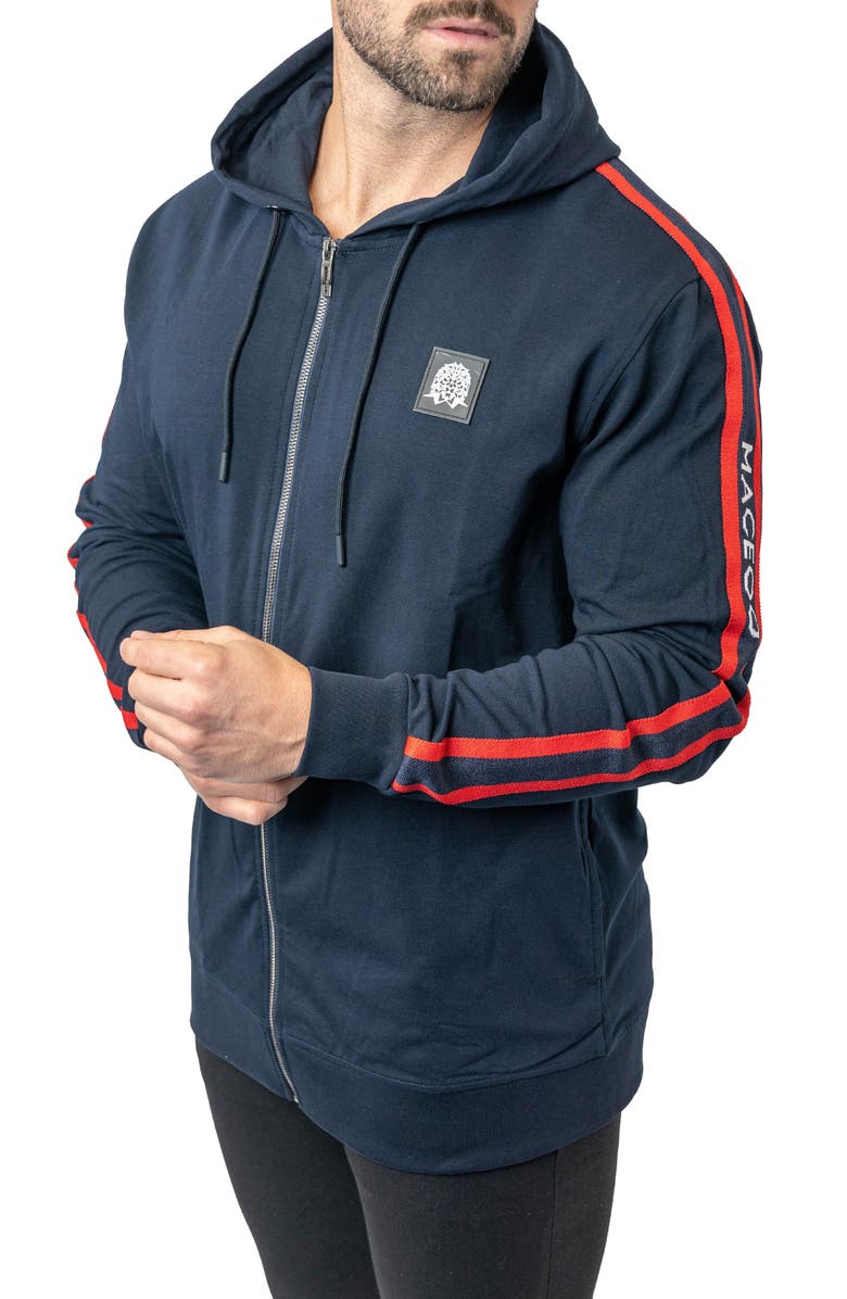 Maceoo Leo Hooded Zip-Up Sweatshirt, Alternate, color, Blue
