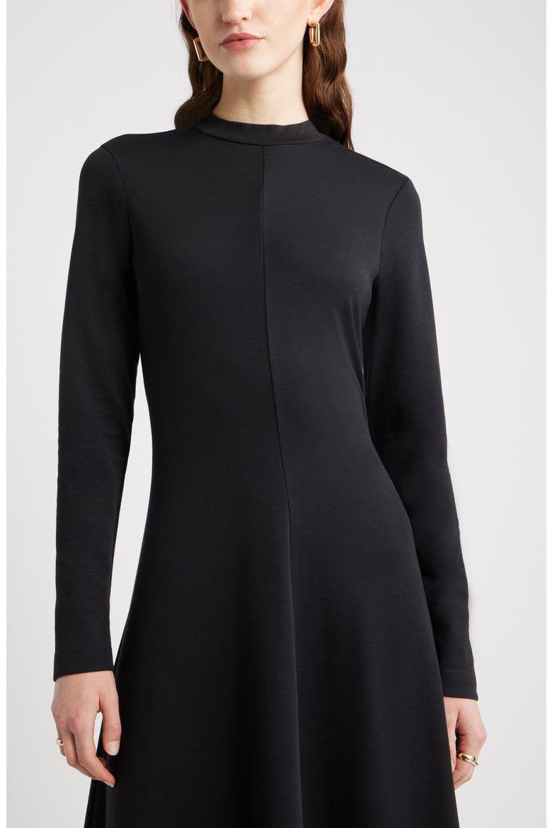 Mock Neck Long Sleeve Maxi Dress, Alternate, color, BLACK
