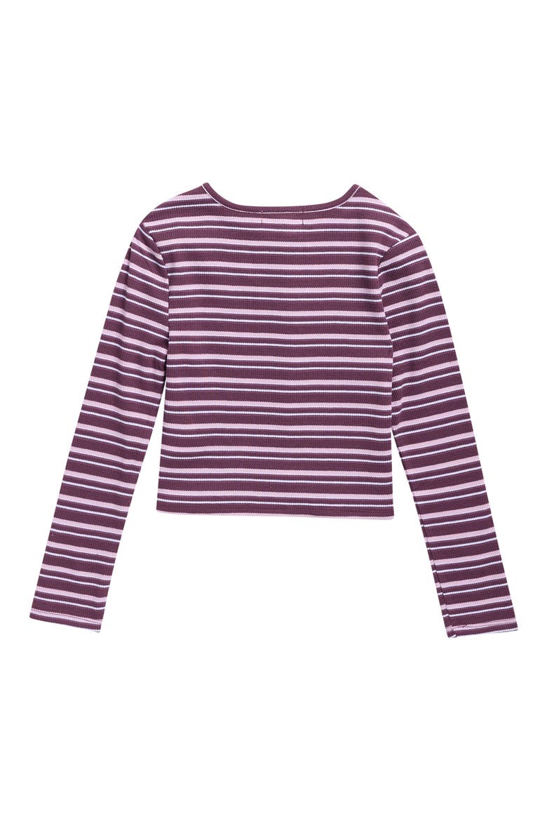 Kids' Striped Rib Cardigan, Alternate, color, PLUM STRIPE