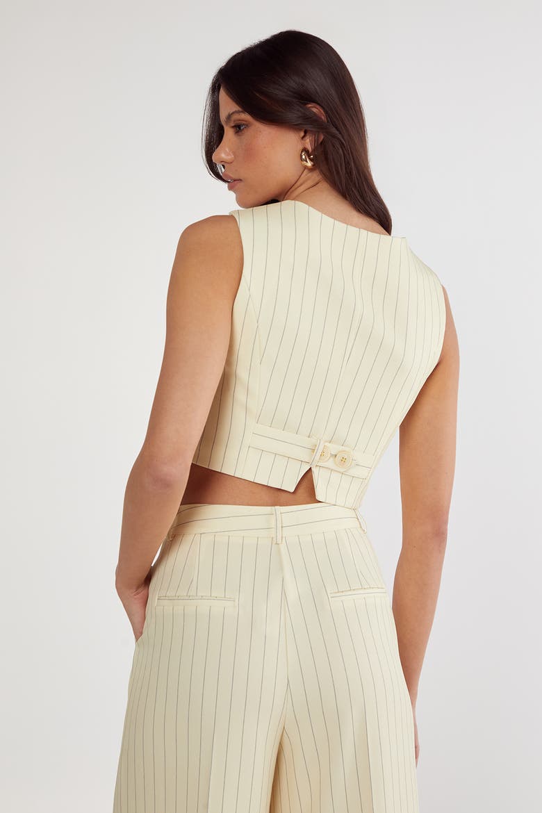 Pinstripe Tailored Top, Alternate, color, Butter
