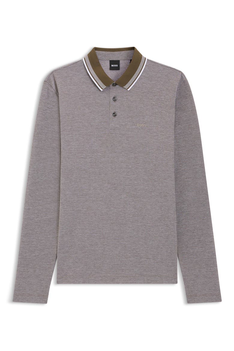 Pittman Long Sleeve Cotton Piqué Polo, Alternate, color, OPEN GREEN