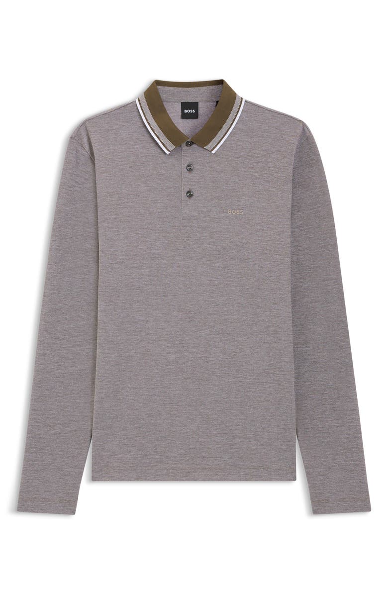 BOSS Pittman Long Sleeve Cotton Piqué Polo, Alternate, color, Open Green