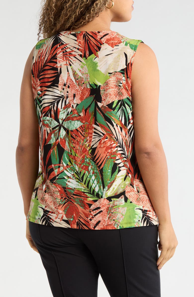 KASPER Leaf Print Sleeveless Top, Alternate, color, Black Multi