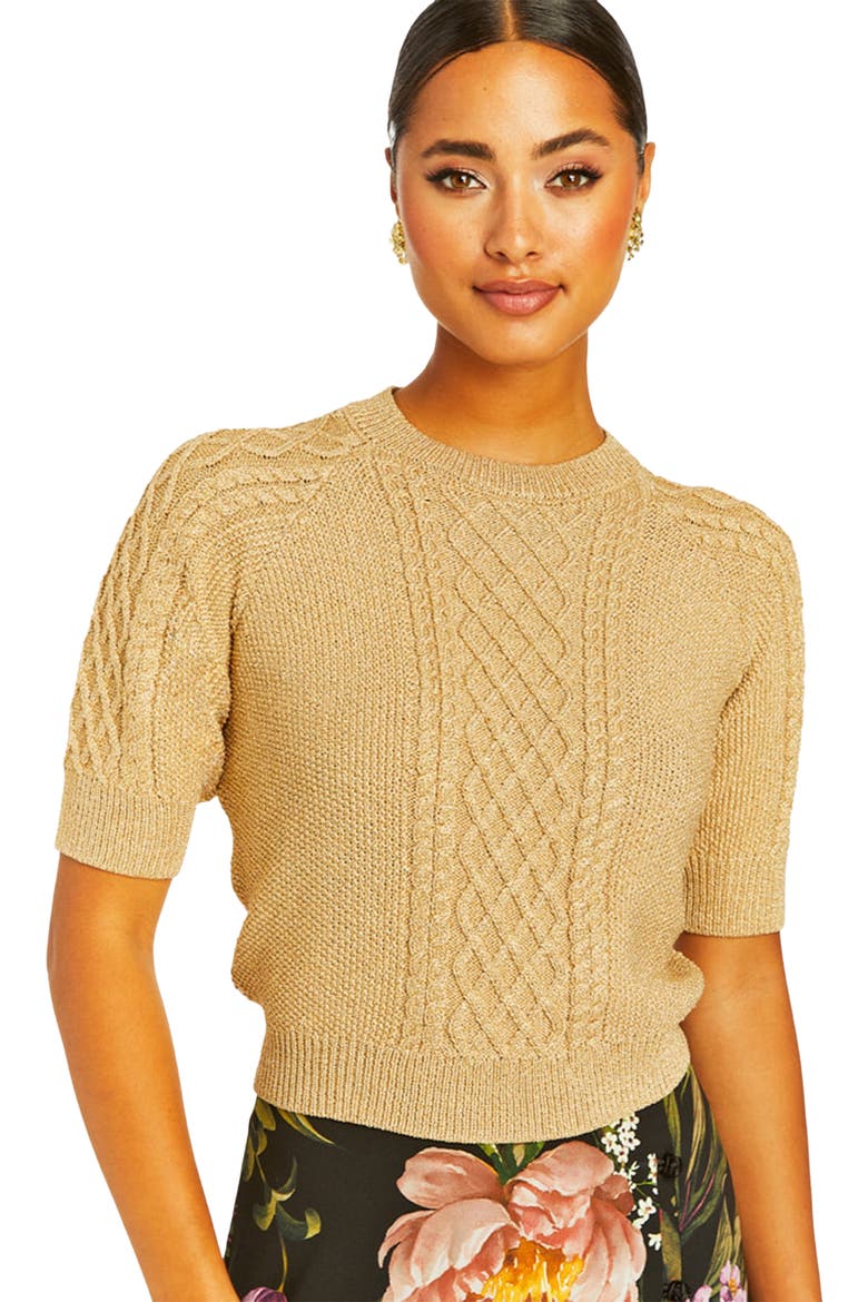 Enya Sweater, Alternate, color, Metallic Gold