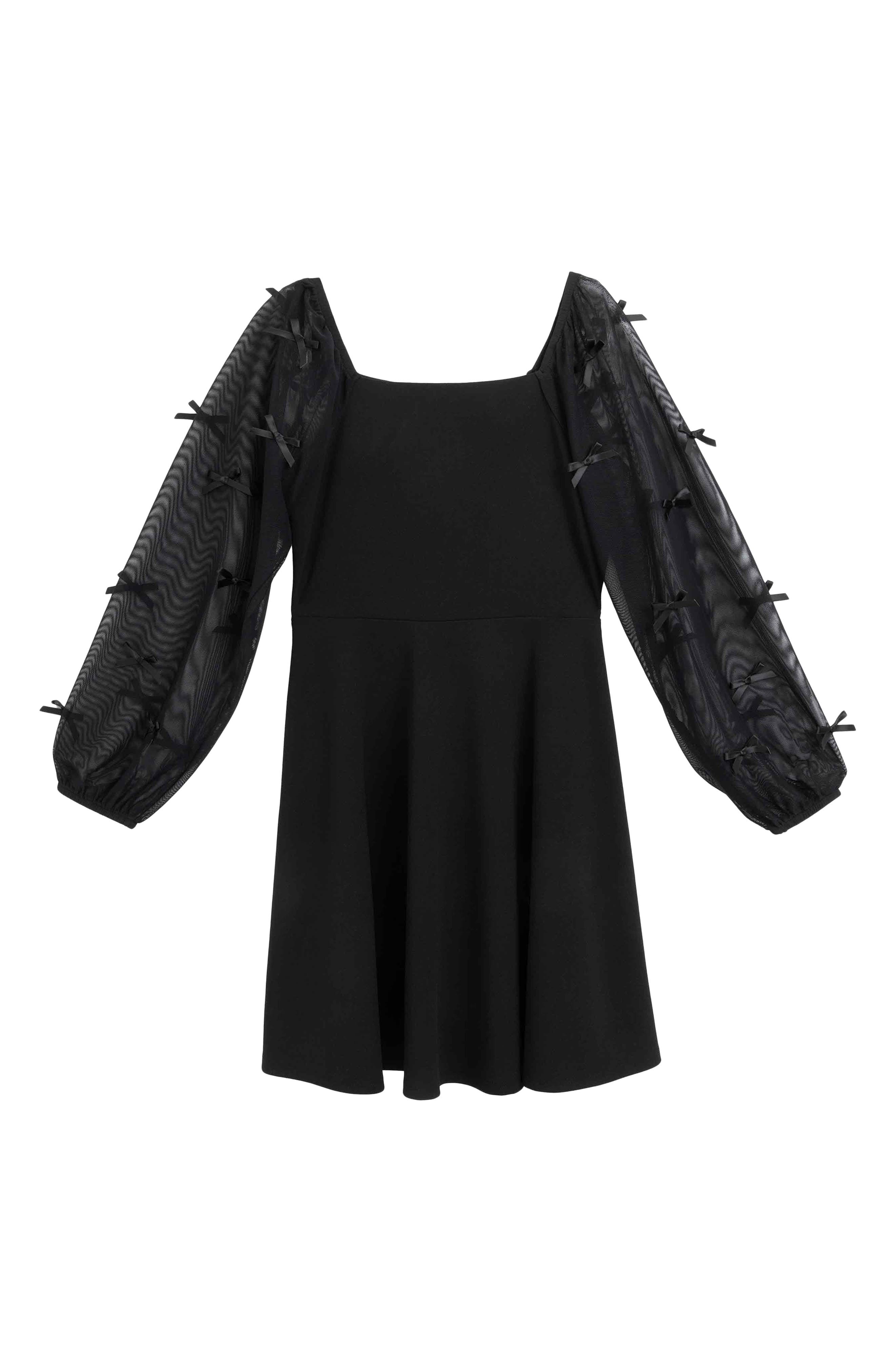 Kids' Mesh Sleeve Fit and Flare Dress