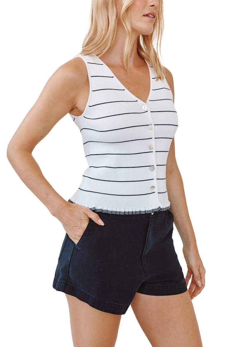 Ruffle Hem Rib Tank, Alternate, color, GARDEN PARTY STRIPE