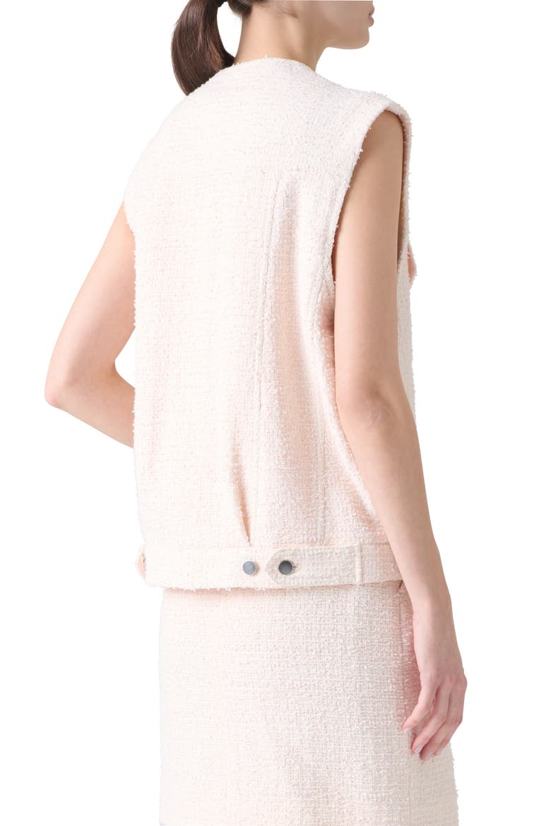 Bouclé Tweed Oversize Vest, Alternate, color, PALE PINK-CREAM