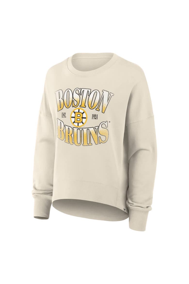 Women's Fanatics Cream Boston Bruins Oversized Vintage Slice Pullover Sweatshirt, Alternate, color, Cream