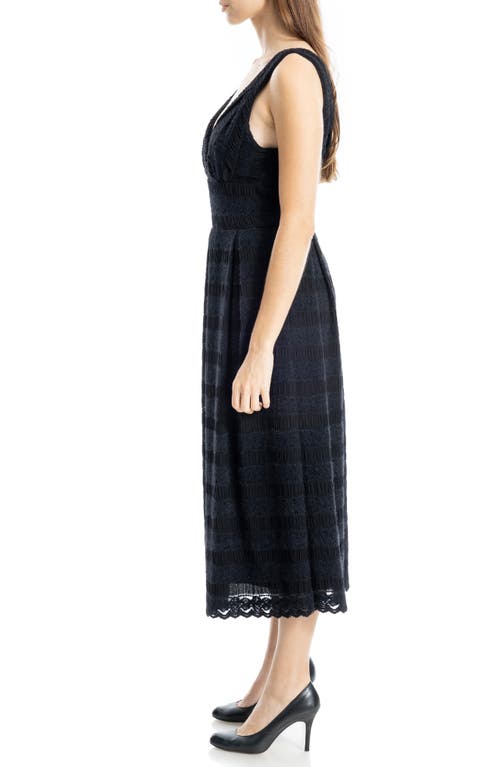 Max Studio Plunge Neck Sleeveless Fit & Flare Midi Dress In Black