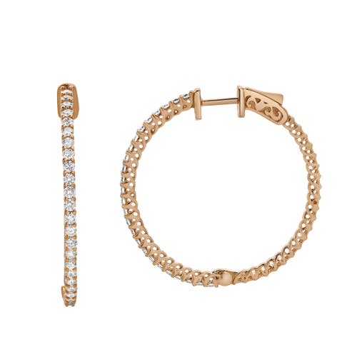 Luvmyjewelry Sepharna 14k Gold Diamond Hoop Earrings In 14k Rose Gold