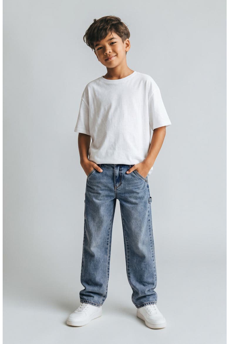 Kids' Rebel Relaxed Straight Leg Jeans, Alternate, color, MED WASH