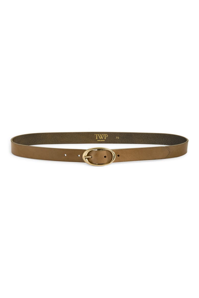 Narrow Leather Belt, Main, color, MINK / ANT LIGHT GOLD