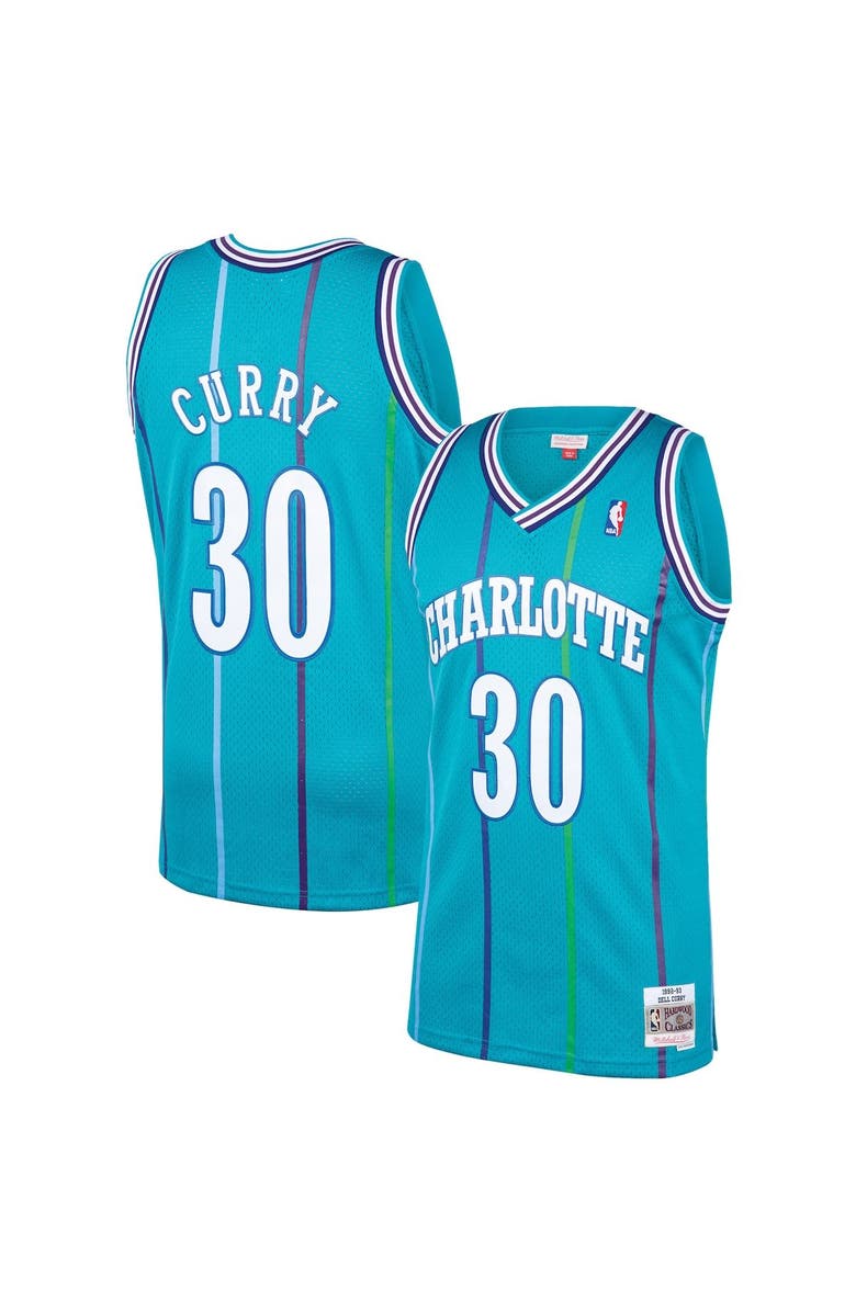 Mitchell & Ness Men's Mitchell & Ness Dell Curry Teal Charlotte Hornets Hardwood Classics Swingman Jersey, Main, color, 