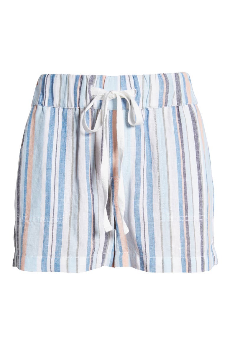 Stripe Linen Blend Shorts, Alternate, color, BLUE FALLS- WHITE ARIA STRIPE