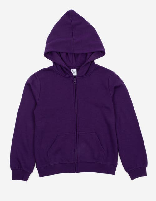 Leveret Kids Zip-up Sweatshirt Hoodie, Cotton Blend, Solid Colors In Purple