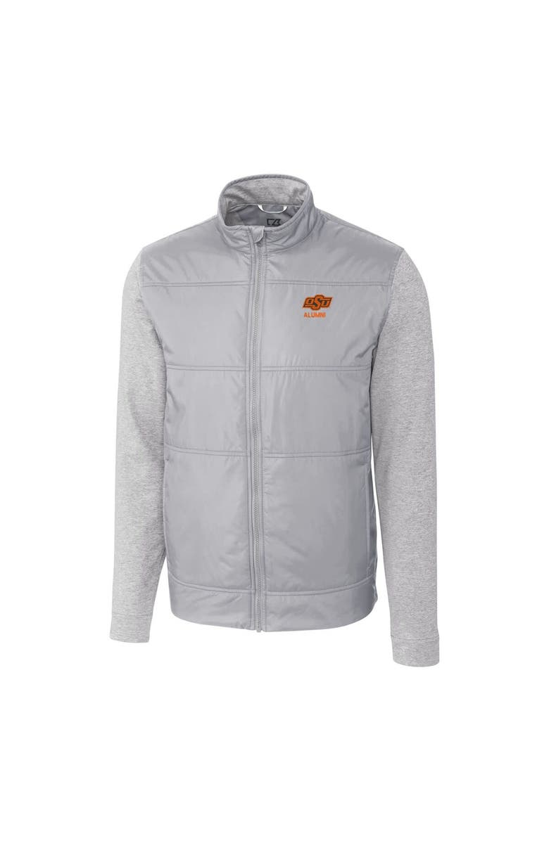 Cutter & Buck Men's Cutter & Buck Gray Oklahoma State Cowboys Alumni Logo Stealth Hybrid Quilted Full-Zip Windbreaker Jacket, Alternate, color, 