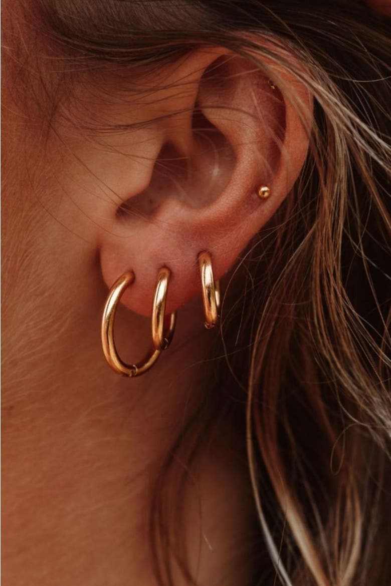 Classic Large Hoop Earrings, Alternate, color, Gold