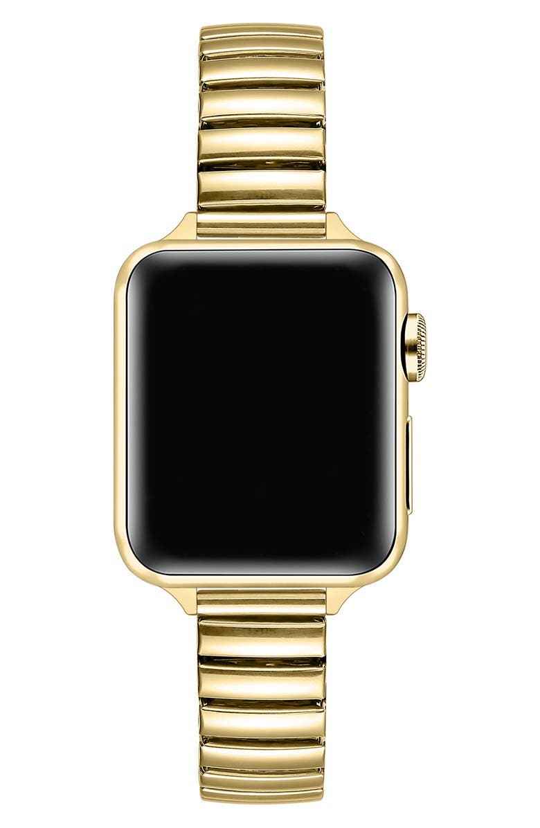 The Posh Tech Slink Skinny Elastic Stainless Steel Apple Watch<sup>®</sup> Watchband, Alternate, color, Gold