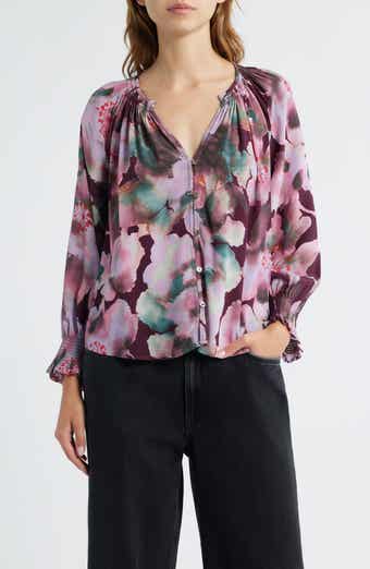 Rails Mariah Floral Smocked Button-Up Peasant Top
