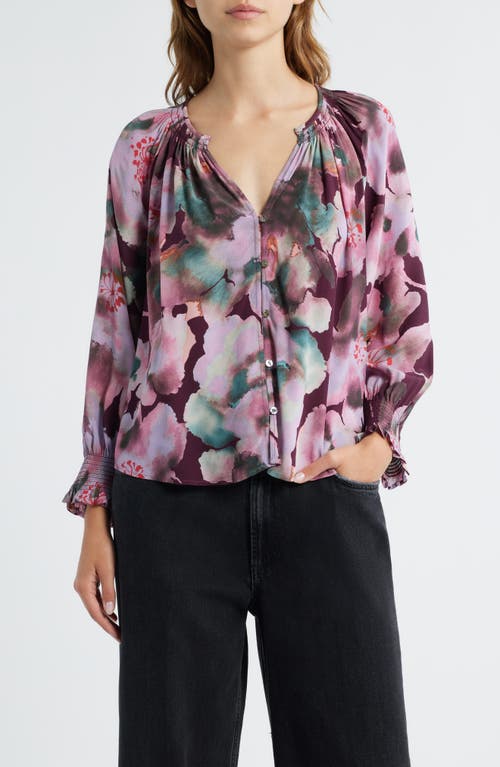 Rails Mariah Floral Smocked Button-up Peasant Top In Multi