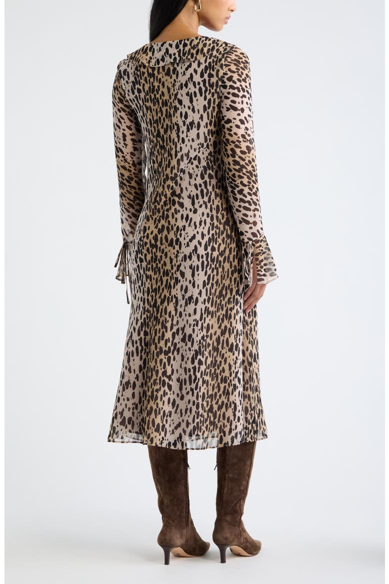 Ruffled Chiffon Dress, Alternate, color, TAN BROWN C LEOPARD SPOT