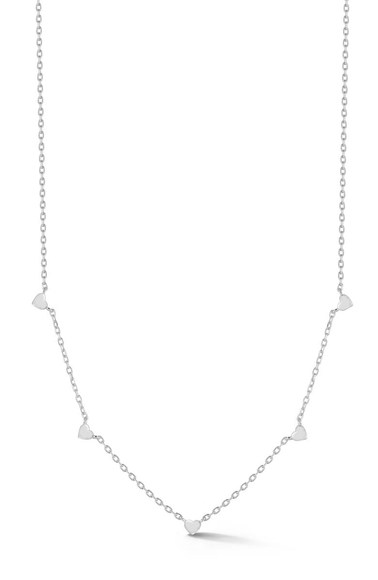 GLAZE JEWELRY Heart Station Chain Necklace, Main, color, Silver