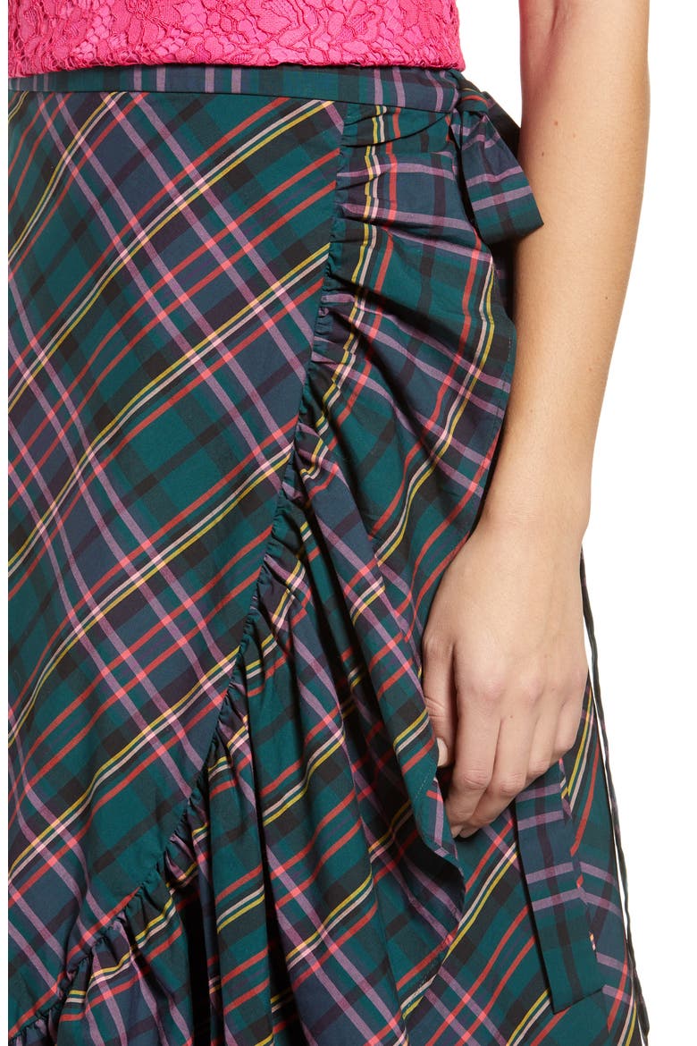 Plaid Ruffle Wrap Skirt, Alternate, color, J.CREW SIG PLAID