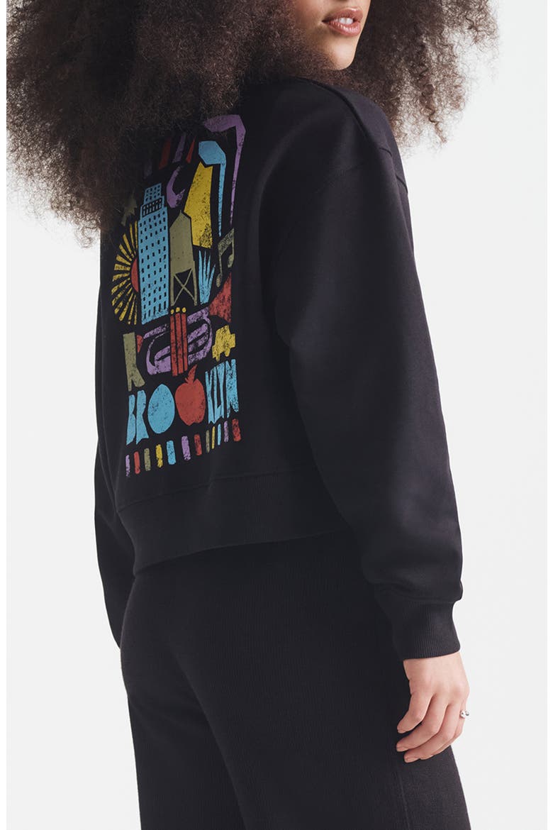 Graphic Print Crewneck Sweatshirt, Alternate, color, BLACK
