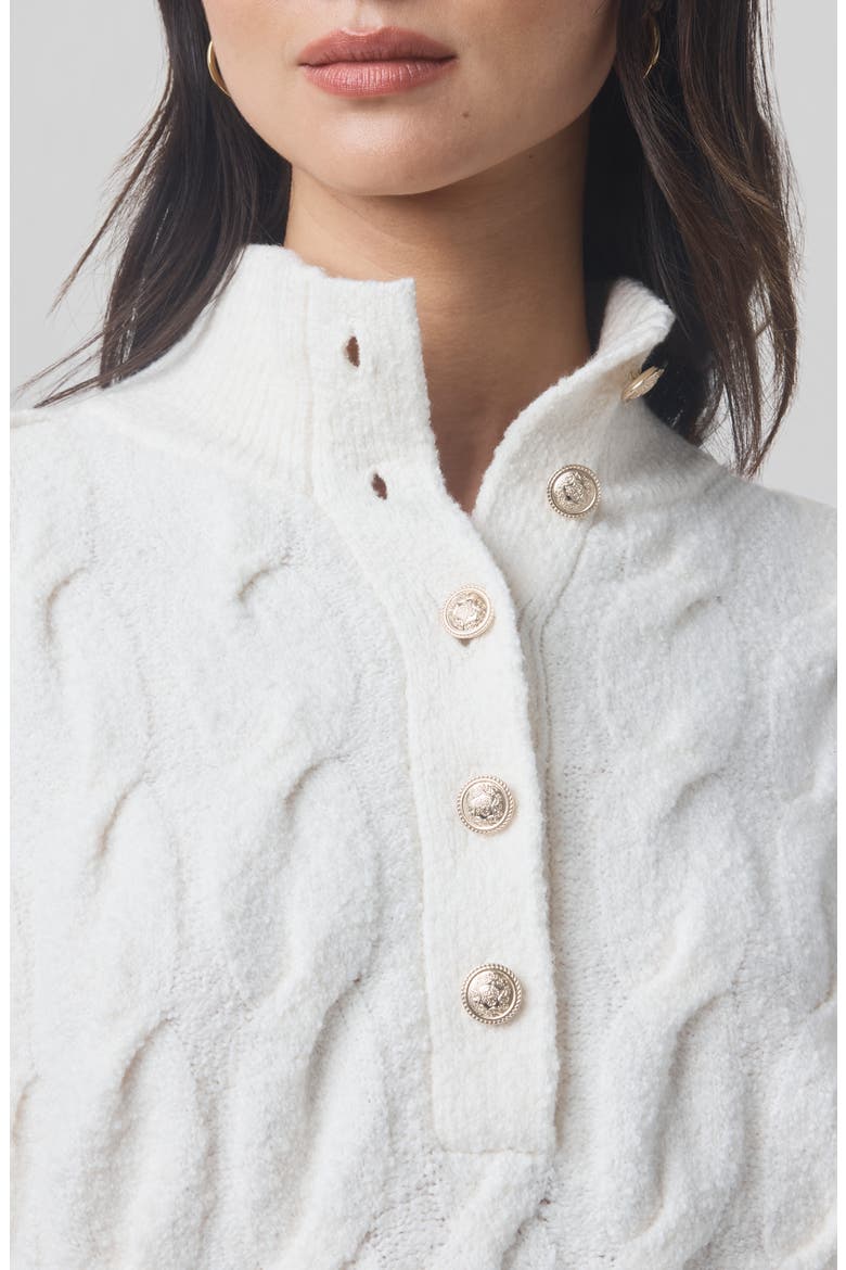 x @cellajaneblog Cable Half Placket Sweater, Alternate, color, SNOW